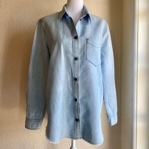 Isabel Marant Etoile light blue chambray shirt w/ raw edge detail Size EU 40